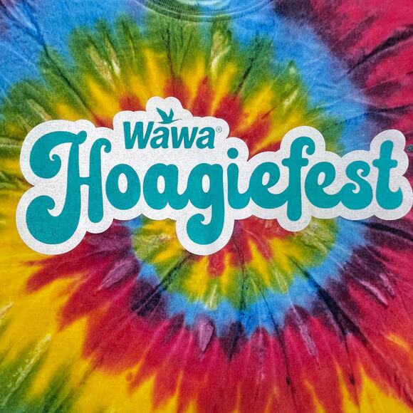 Wawa Hoagiefest Tie Dye Spiral T-Shirt Hoagies Life's Pretty Grand Rainbow Men L - Picture 6 of 6